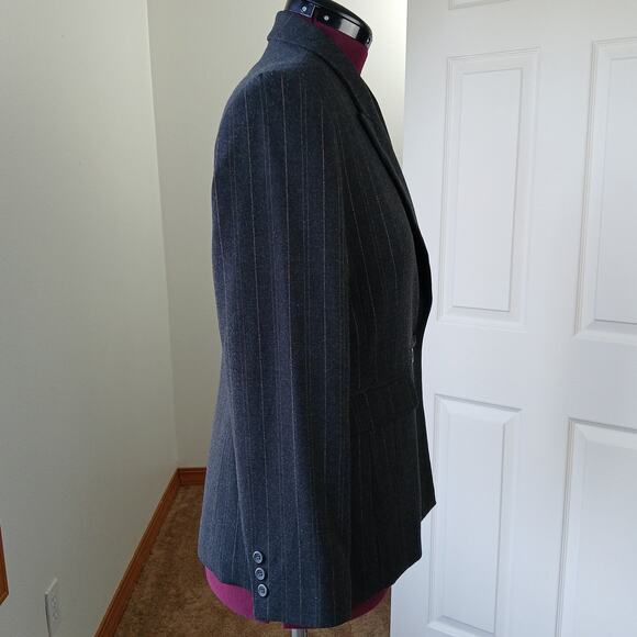 Apostrophe Petite Pinstripe Blazer Jacket 14P women double breasted real pockets - Picture 4 of 15